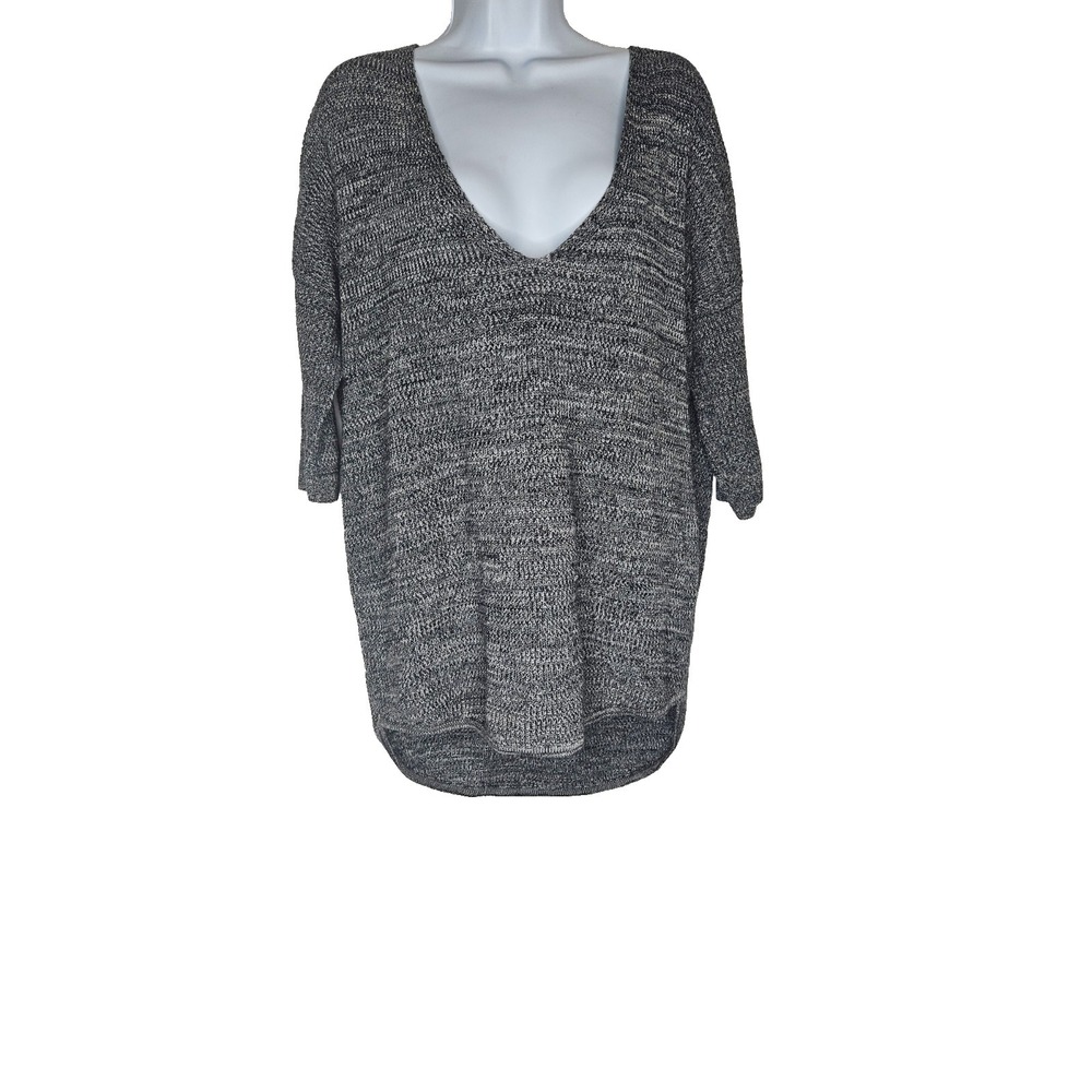 Express Marled Knit Tunic Sweater Womens Oversized‎ V Neck Casual Cozy Top